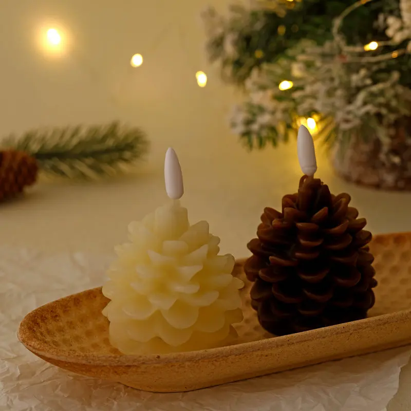 Boże narodzenie ananas parafinowy pocisk LED świeca światło świąteczne dekoracje bezpłomieniowe świece Led z bateriami oświetlenie Xmas