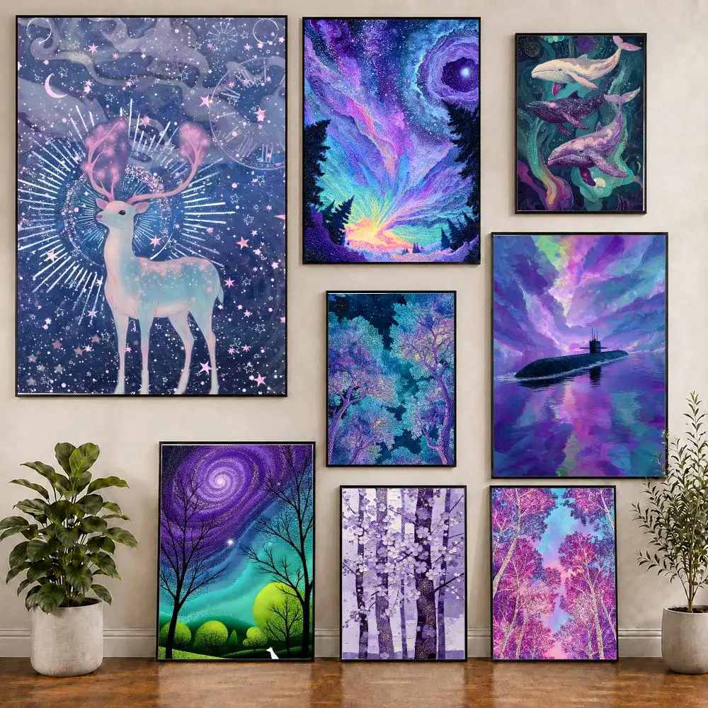 Enigmatic Sophisticated M-Mysterious And Elegant Purple Art Poster Creative Indoor Decorative Artwork & Modern Home Decor