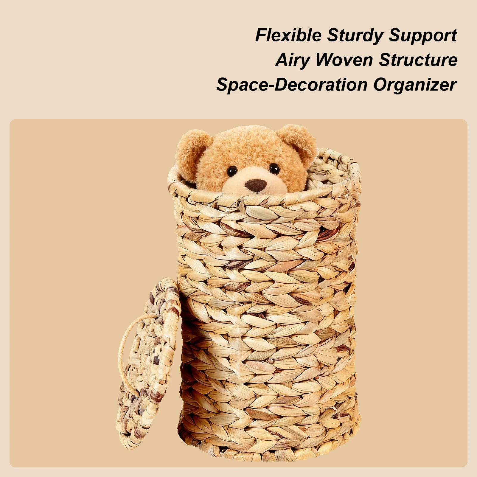 

Decorative Trash Can Gourd Grass Rustic Home Decor Water Hyacinth Kitchen Trash Bin For Kitchen Bedroom Bathroom Living Room