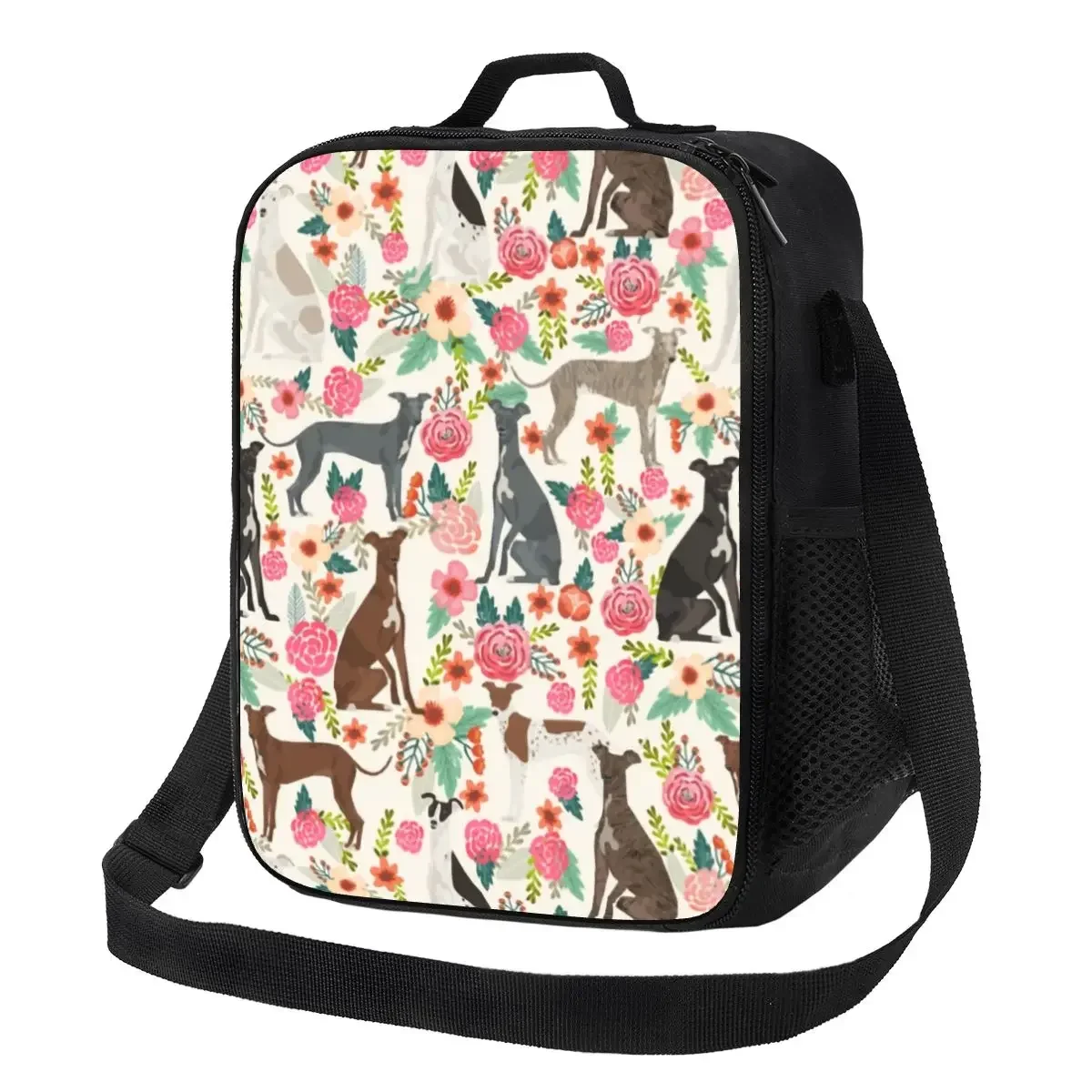 Bolsas de almuerzo con aislamiento Floral para mujer, enfriador térmico portátil con diseño de perro Galgo Italiano, Bento Box, escuela