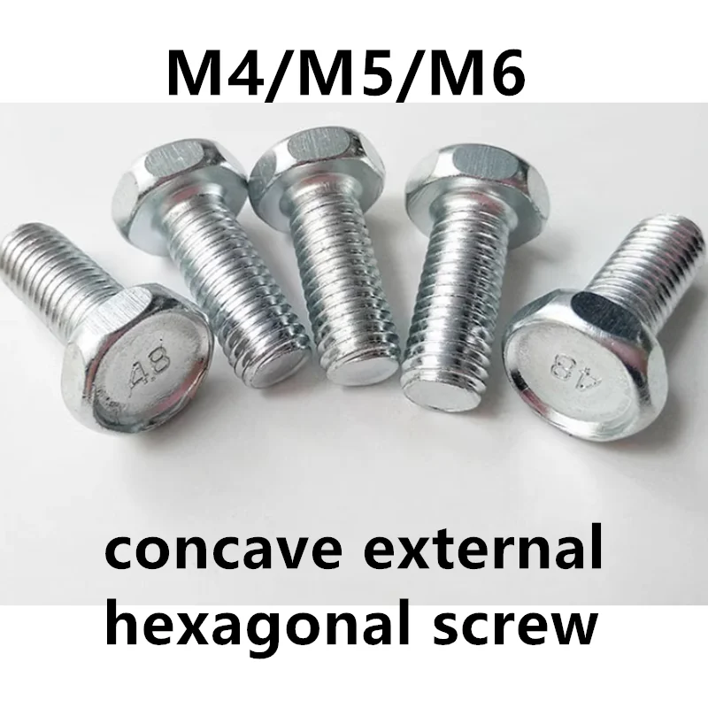 

M4M5M6 4.8 grade plated zinc carbon steel concave external hexagonal screw repair kit hardware fasterners 1204