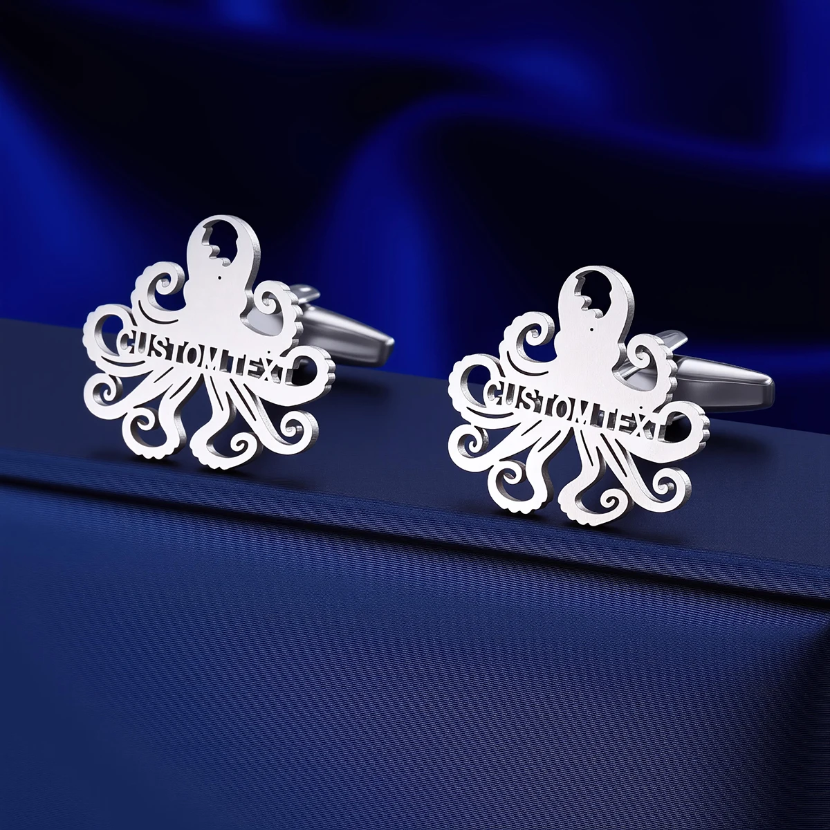 

Customized Name Men's Octopus Cufflinks Customized Suit Shirt Stainless Steel Buttons Sports Jewelry Gifts