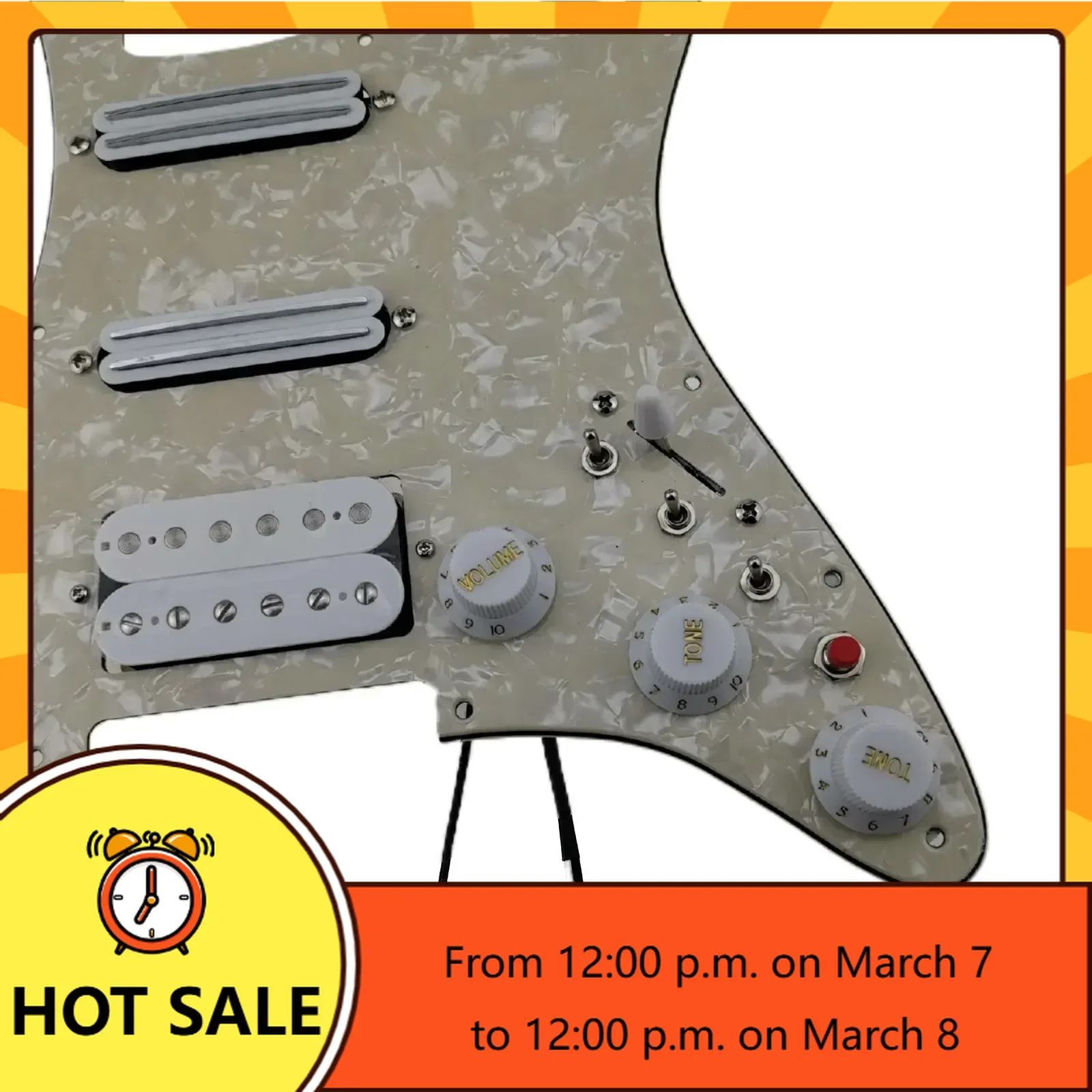 

Q-X Music Store - Guitar HSS Humbucker Pickup Pre-Wired Pickguard Alnico 5 Wiring Harness Push Pull Single Cut Kit