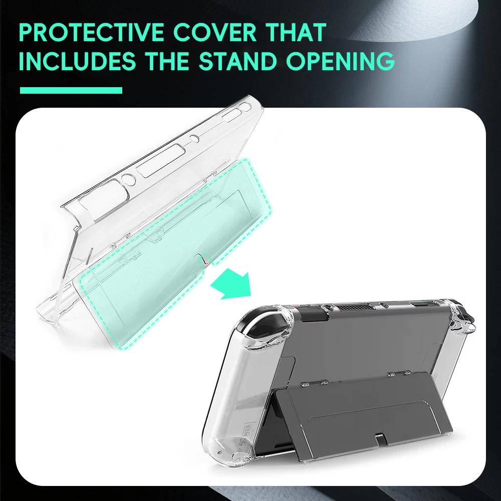 DATA FROG Crystal Shell Protective Case Cover tible-Switch OLED Console Protective Case Game Console Accessories