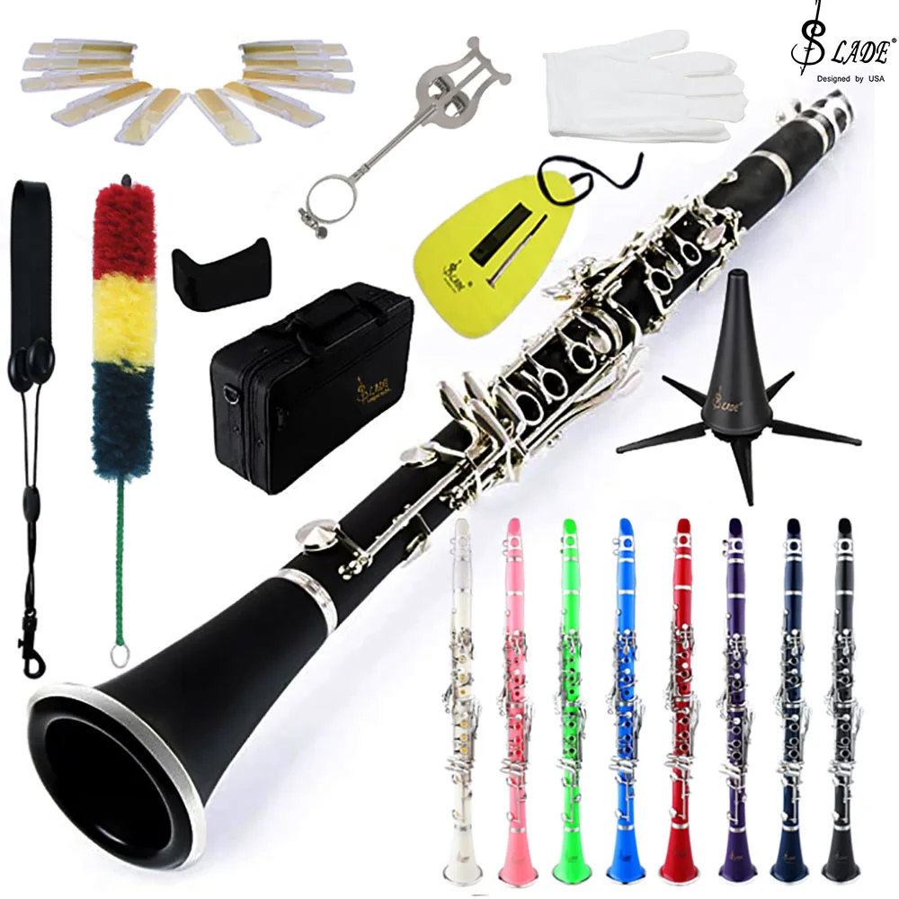 

SLADE Clarinet 17 Keys Bb Tone Professional Clarinet Black Pipe With Cleaning Cloth Box Gloves Reed Clip Clarinet Accessories