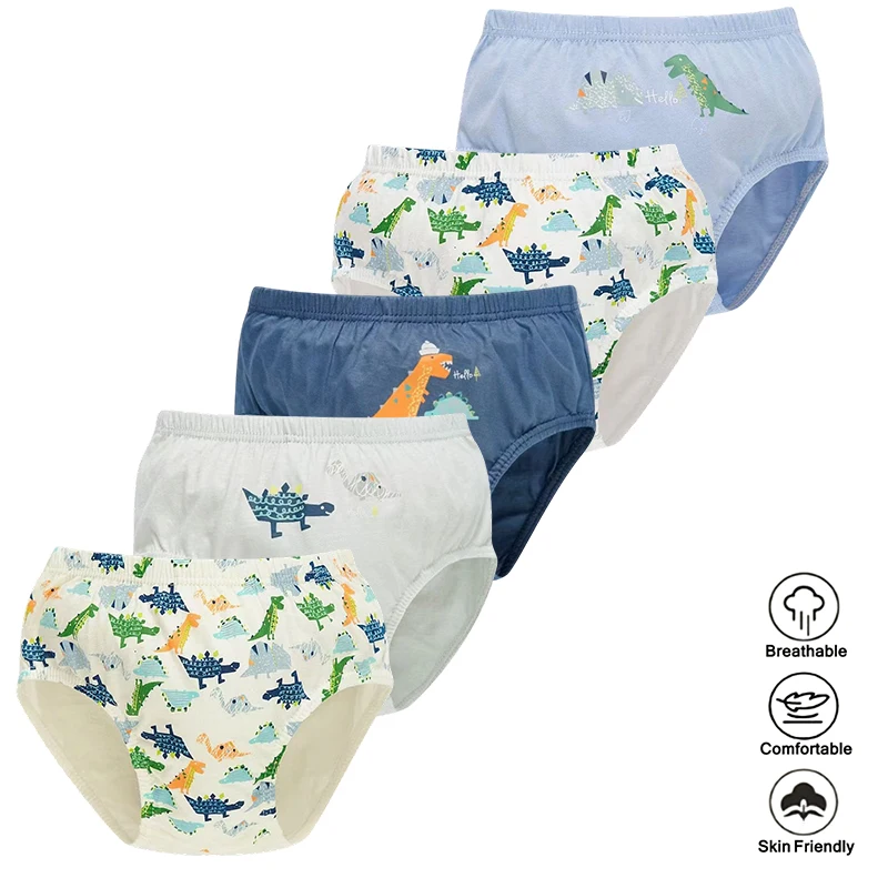 5Pcs/Lot Boys Triangle Underwear Dinosaur Pattern Children Cotton Briefs For Toddler Boy Breathable Cozy Soft Schoolboy Knickers