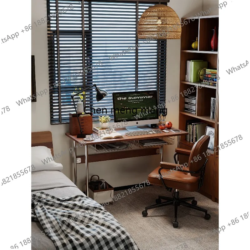 Solid wood computer desk, medieval style study, writing desk, household, small apartment, living room workbench