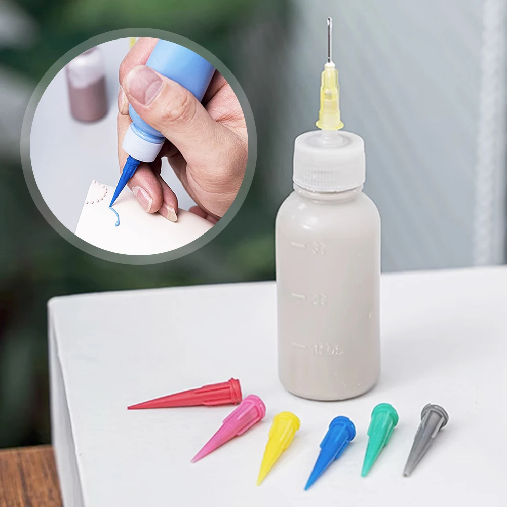 50ml DIY Ceramic Glaze Texture Coloring Line Tool Jam Painting Tool Squeeze Bottle with Nozzle Set Pottery Mud Painting Bottle