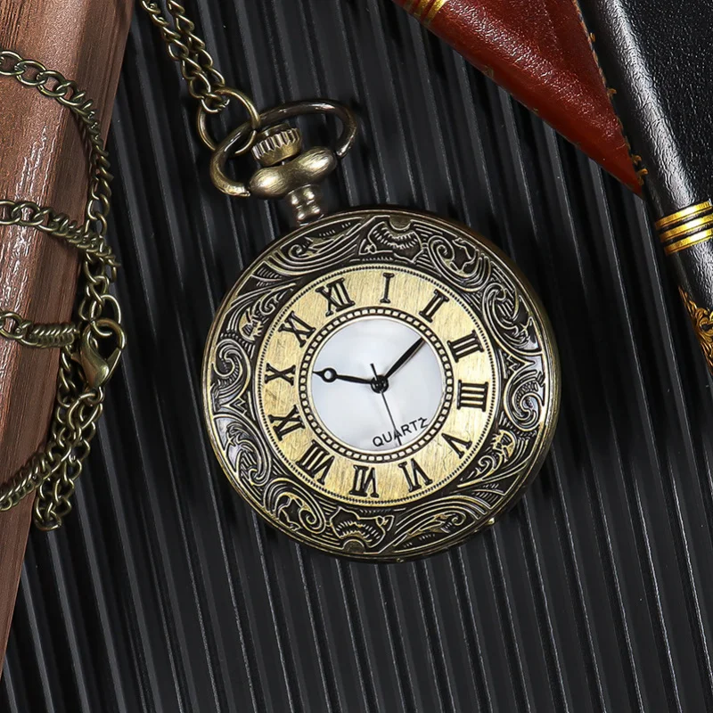 Reloj de bolsillo romano Retro estilo Shangpastoral, venta al por mayor de fábrica, reloj de cuarzo con tapa a escala romana con doble pantalla grande