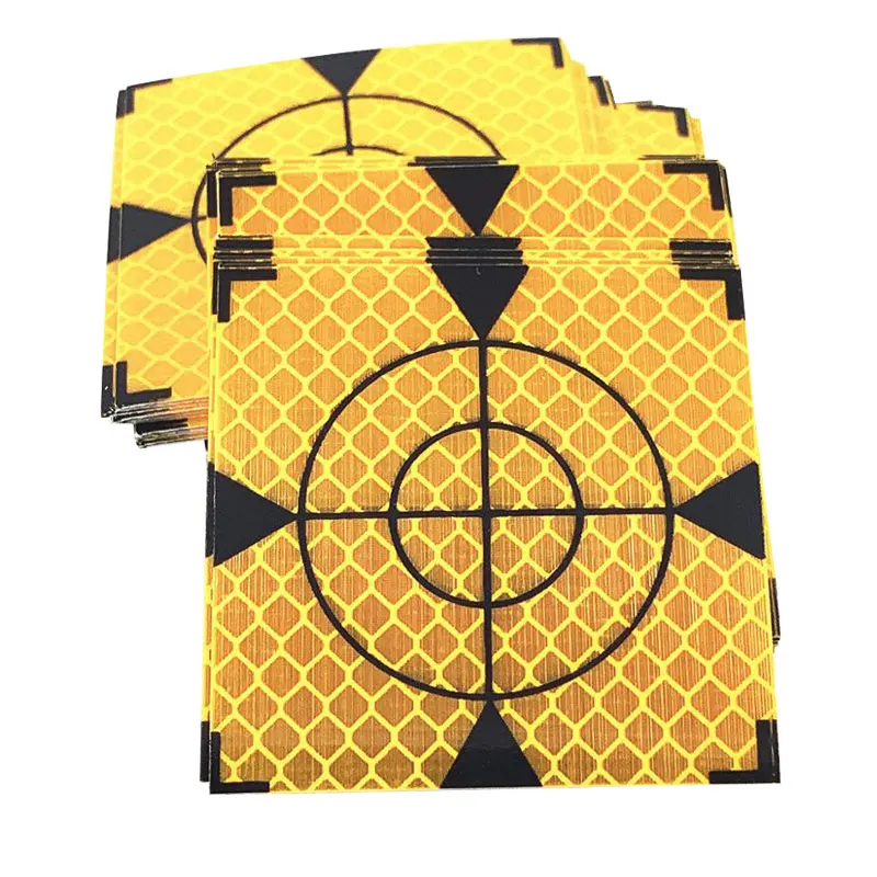 Foglio riflettente giallo 100x100mm per stazione totale rilievo geografia foglio triangolare adesivo nastro riflettente 10cm * 10cm