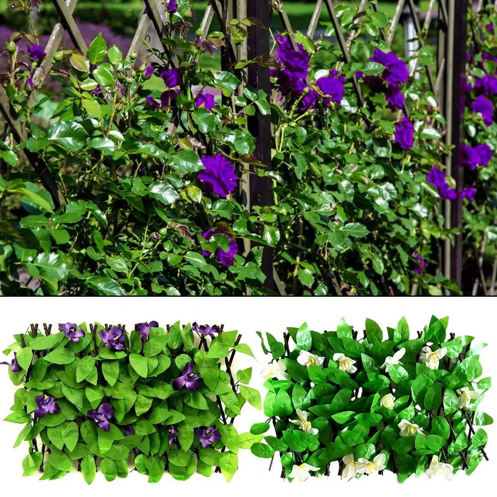 Artificial Hedge Privacy Screen Stretchable Panel Ivy Fence Greenery Wall for Garden Enthusiasts Uv-resistant Faux Outdoor