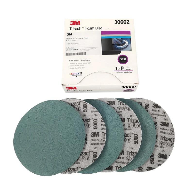 

3M TRIZACT FOAM DISC PN30662 Pyramid Back Velvet Sand DISC P5000 152mm Sponge Sandpaper Hookit Attachment Dispositif 6 Inch