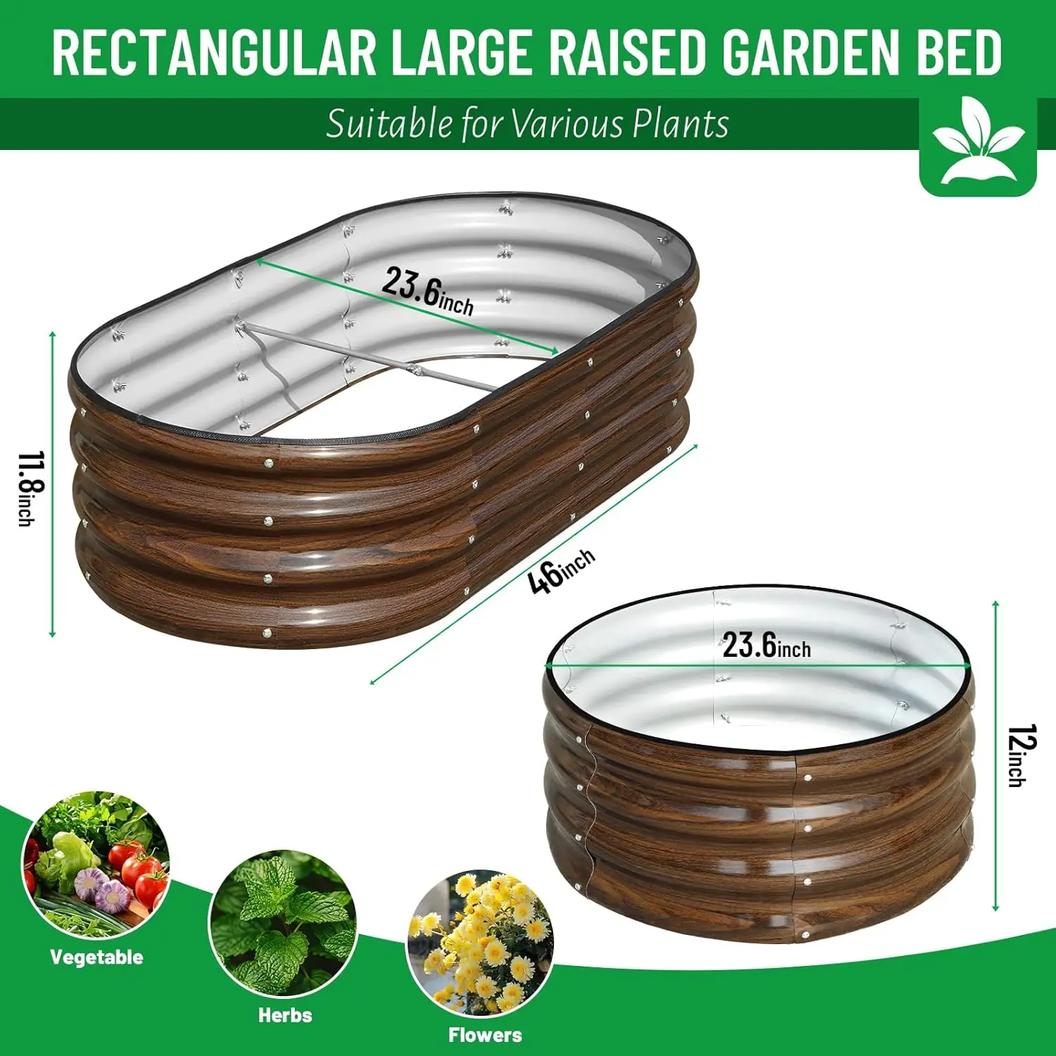 3-Pack Galvanized Steel Raised Garden Bed Kit - 4x2x1 ft & 2x2x1 ft Metal Planter Boxes for Vegetables, Flowers, Herbs | Easy Assembly, Open Bottom Design