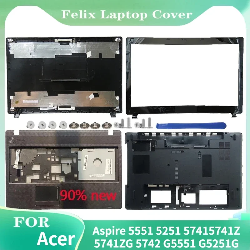 For  Aspire 5551 5251 5741 5741Z 5741ZG 5742G 5551G 5251G LCD back cover/Front bezel Palmrest Top And Bottom, black