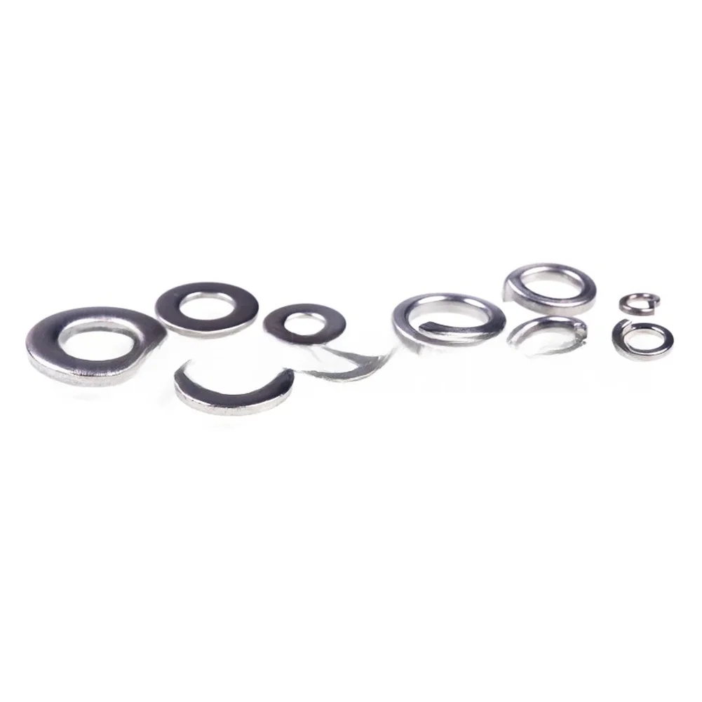 300pcs Stainless Steel Flat Spring Washer Assortment Kit M2-M6 Spring Washer Flat Washer Combination Box Round Washers