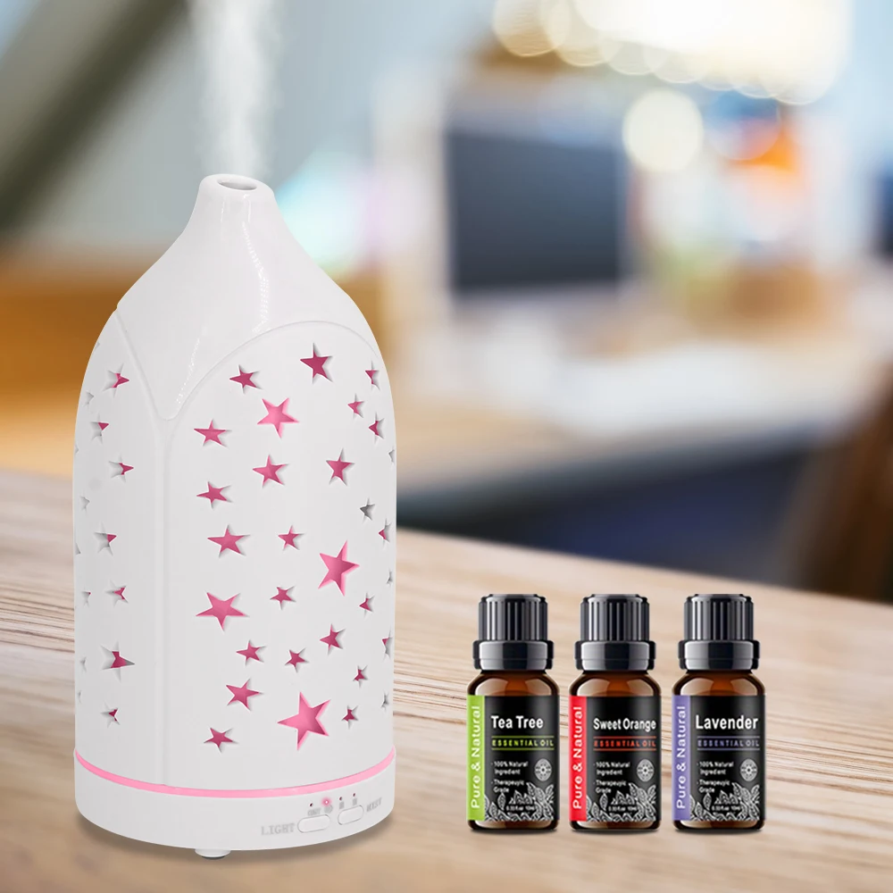 

Star Hollow Design Oil Diffuser 7 Changing LED Lights, Ultra Quiet & Auto Shutdown for Safety