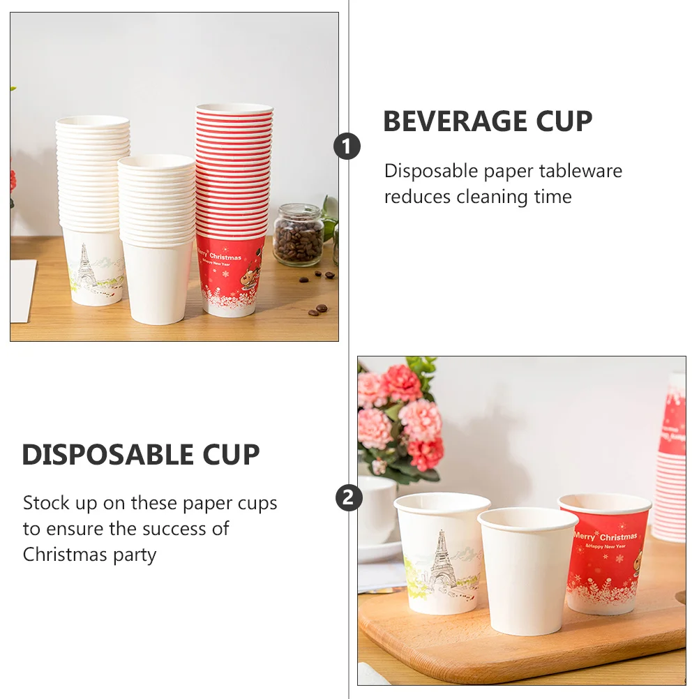 

50Pcs Party Paper Cups Disposable Tableware Stylish Unique Design for Christmas Weddings Birthday Parties Environmentally Safe