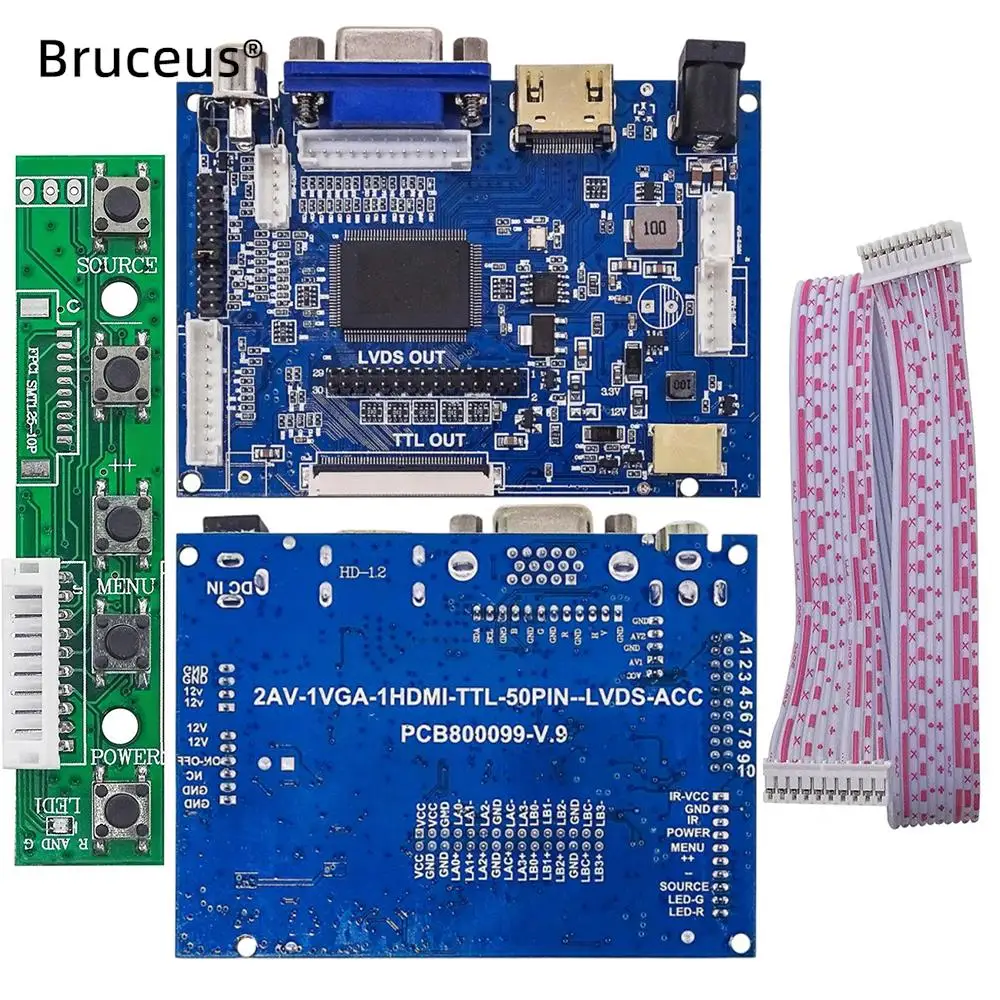 TTL LVDS 2AV 50PIN HDMI VGA LCD Display Controller Board For AT070TN90/92/94 Support Automatically Control VS-TY2662-V1 Kit