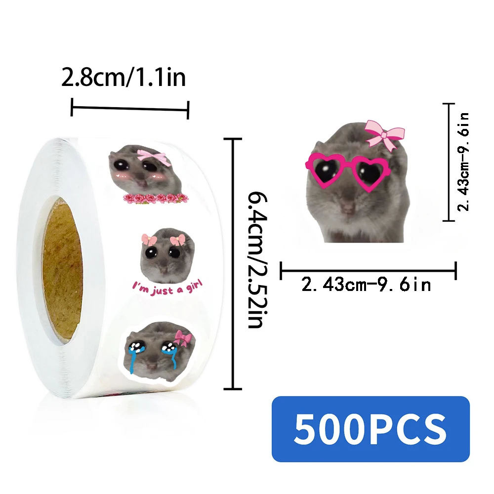 500PCS Sad Hamster Stickers Graffiti Nostalgia Stationery Vintage DIY Scrapbook Laptop Luggage Phone Guitar Scrapbook Sticker