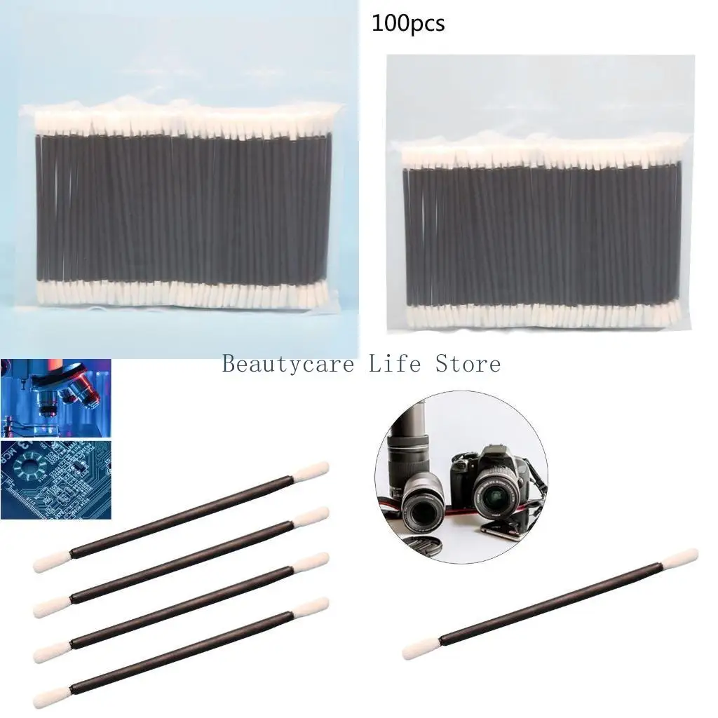 652c-100pcs-double-headed-polyester-cloth-tips-cleaning-swabs-black-plastic-handle-dust-free-sticks-for-printhead-camera-optical