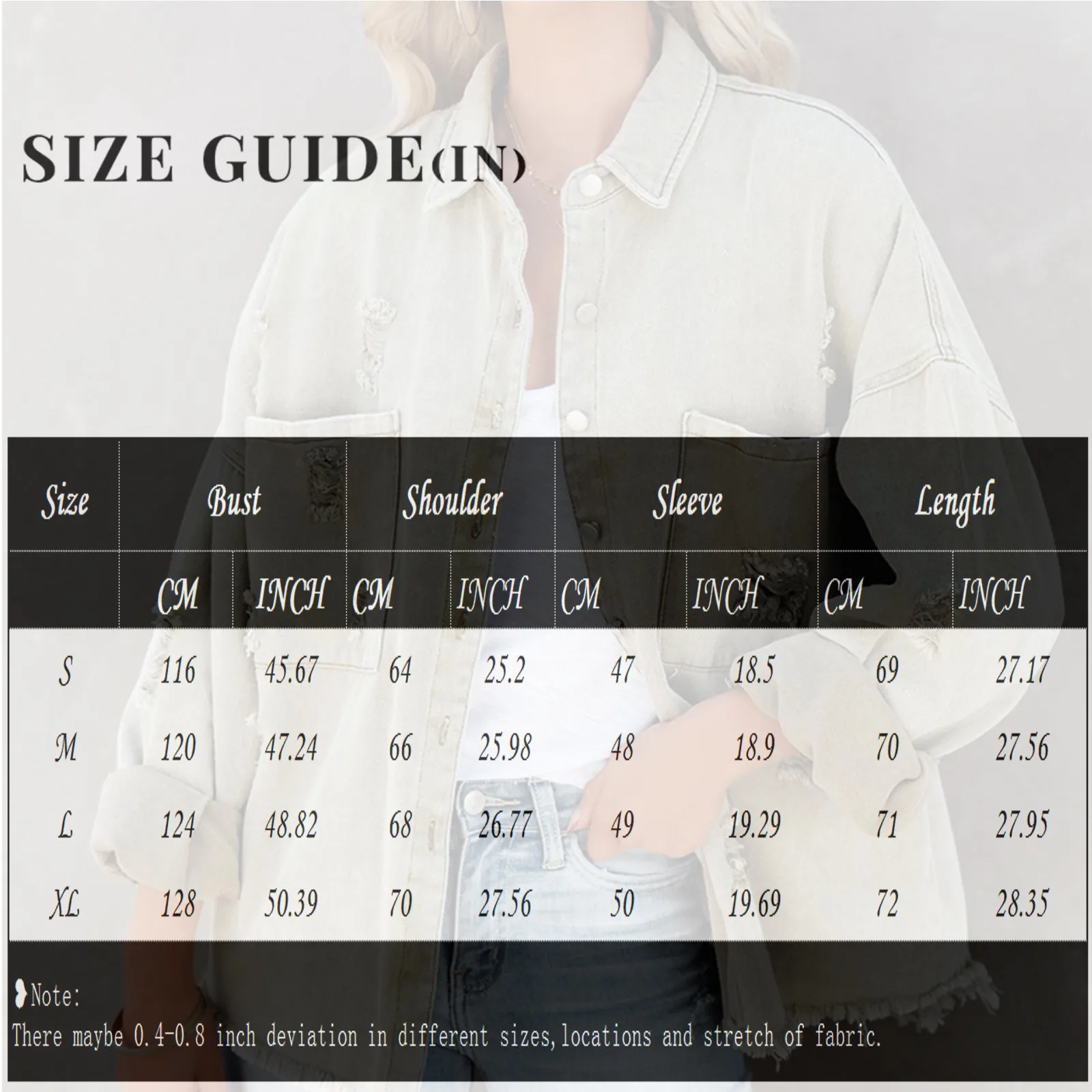 سترة نسائية عصرية ممزقة من قماش الدنيم بياقة مقلوبة وأكمام طويلة معطف بشراشيب واحدة الصدر قمصان وبلوزات فضفاضة ملابس خارجية