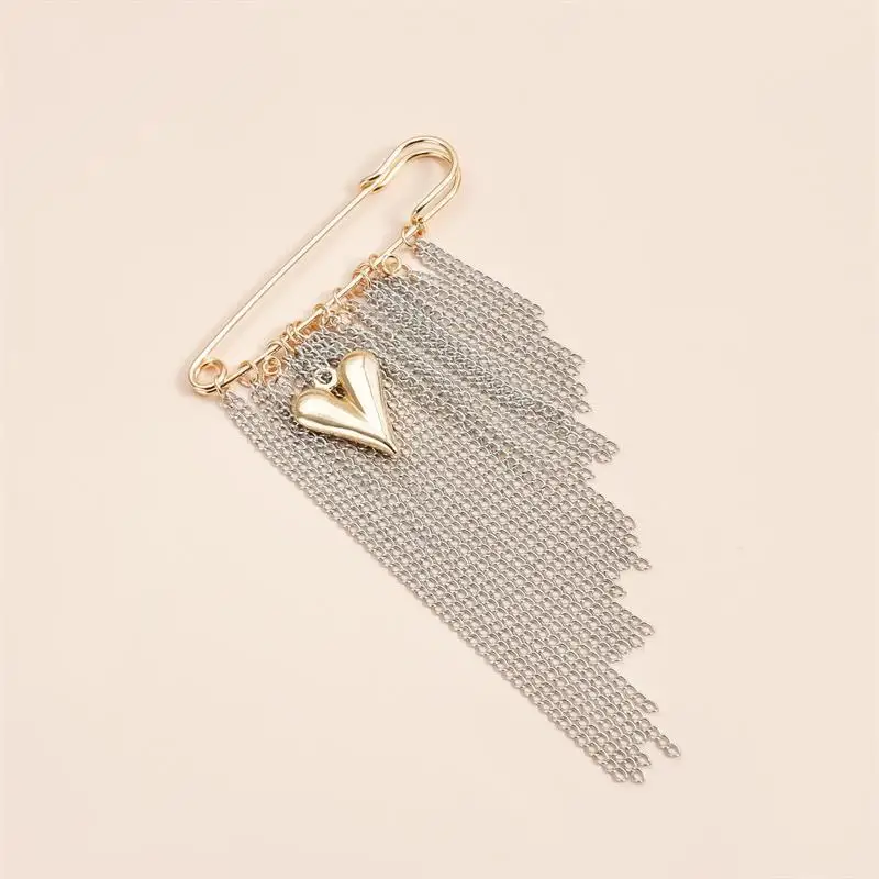 Stylish Crush Link Tassel Brooch Trendy Female Dress Accessory Jewelry Push Pin Pant Adaptor Pin Bag Ornament Gifts.