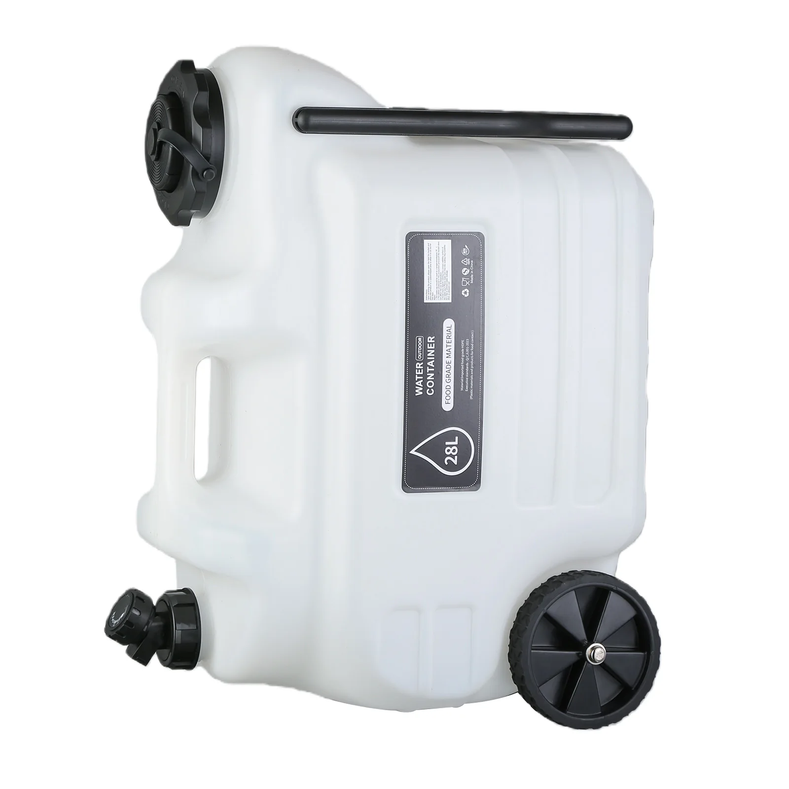 

28L Water Storage Containers Portable Emergency Water Tank with Wheels/Folding Handle/Spigot Trolley Camping Tank for Car Picnic