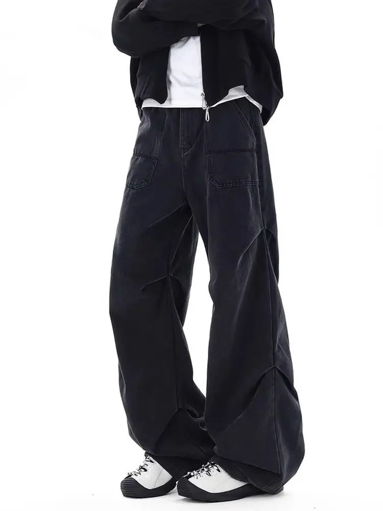 

Women Black Gothic Oversize Parachute Pants Harajuku Emo Dance Pants with Skirt 2000s Y2k Vintage Baggy Sports Trousers Autumn