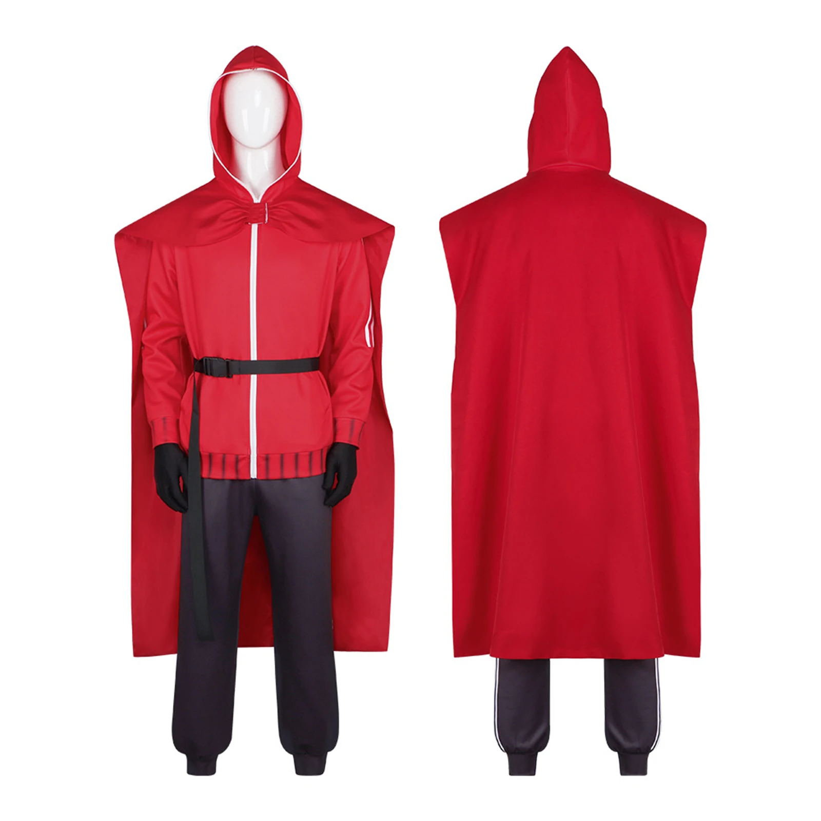 

Santa Claus Cosplay Costume Men'S Christmas Red Jacket with Hooded Cloak Belt Halloween Carnival Party Uniform Set