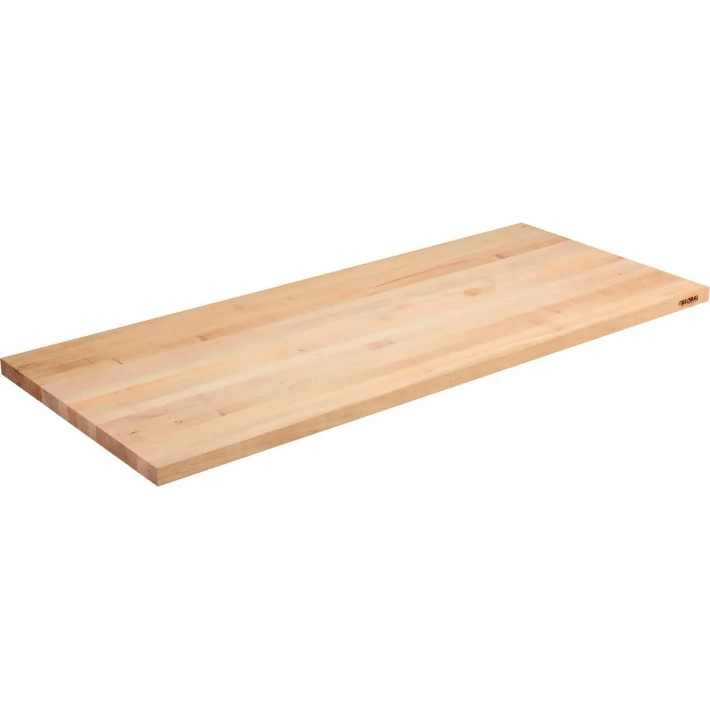 Adjustable Height Maple Butcher Block Square Edge Work Bench, Base plate allows for floor anchoring 60" W X 30" D, 1 3/4" Top