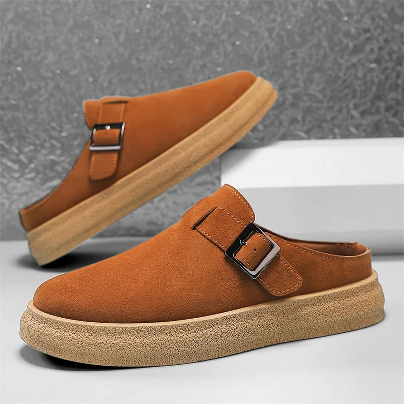 

Мужские мюли на платформе 3,5 см, закрытые туфли без задника, слипоны, лоферы, повседневная обувь