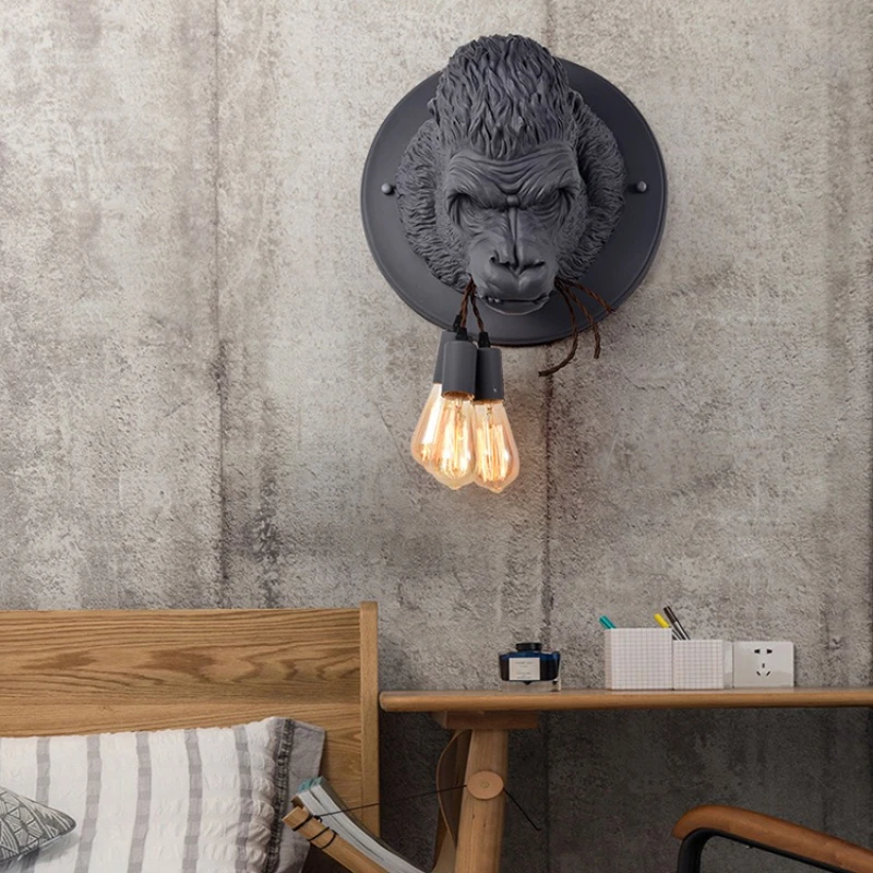 

Nordic Resin Gorilla Wall Lamp Modern Led Wall Sconce Loft Bedroom Bedside lamp Kitchen Lights Home Decor Wall Light Fixtures