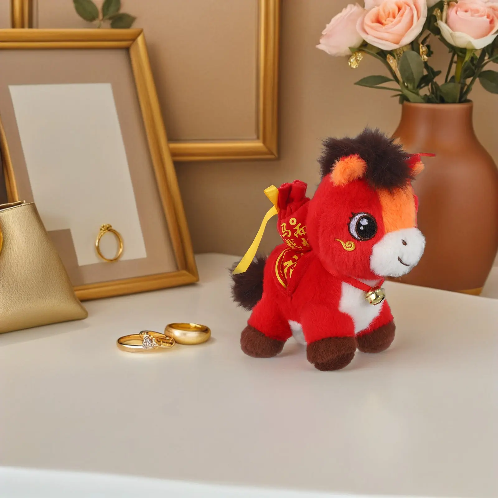 2026 Year Chinese Horse Mascot Stuffed Animal Zodiac Soft Animal for Spring Festival Souvenir Restaurant Tabletop Decoration