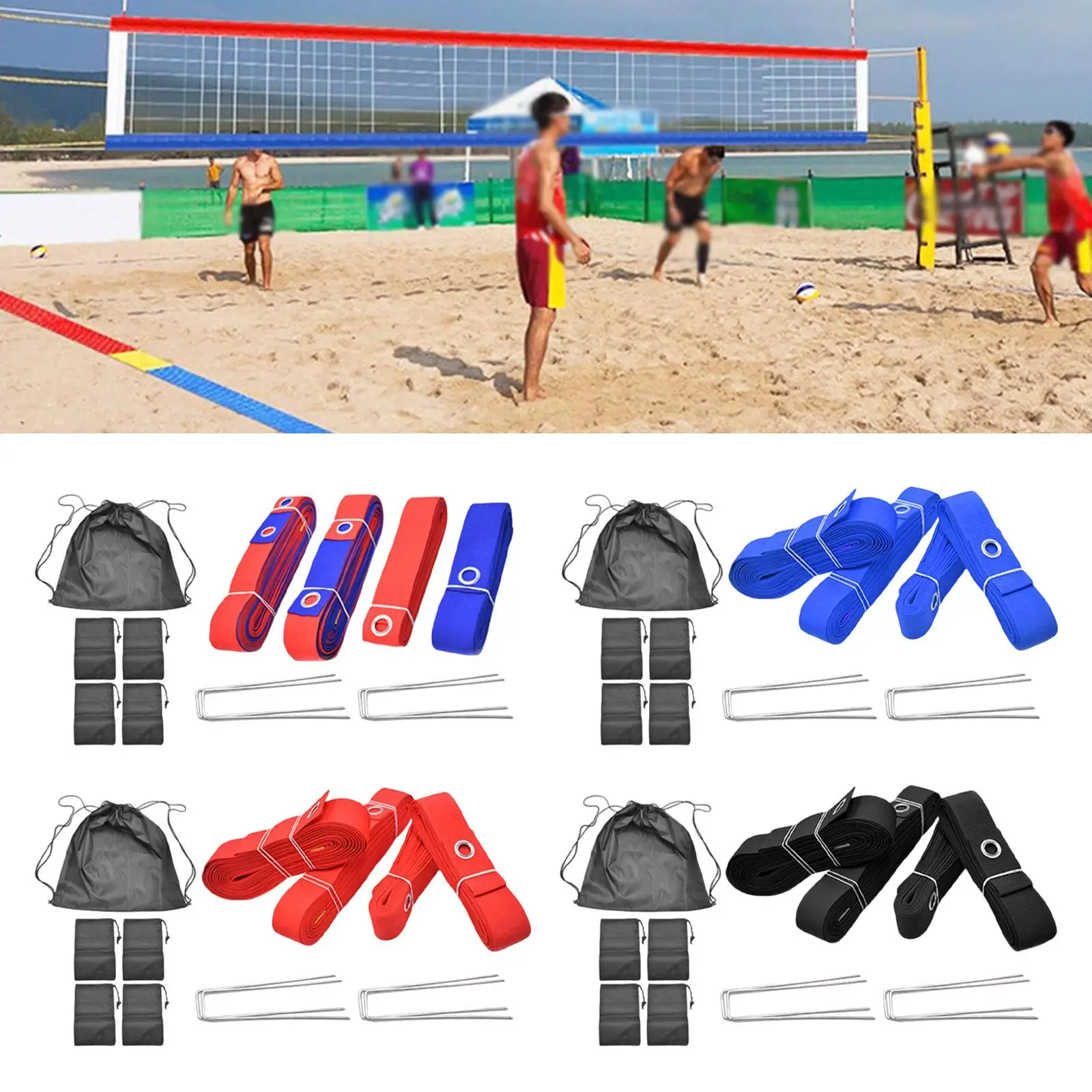 

Beach Volleyball Lines Professional with Anchors Portable Borderline Field for Beach Party Training Sports Activities Grassland