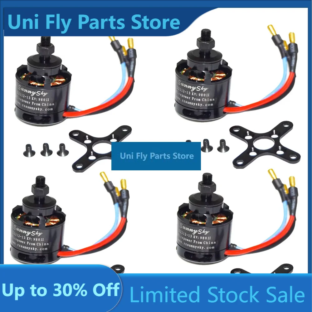 UniFly 4pcs/lot Sunnysky Brushless Motor X2212 980KV/ 1400KV/ 1250KV/ 2450KV 180W Motor For RC Multirotor Quadcopter Hexa Octa