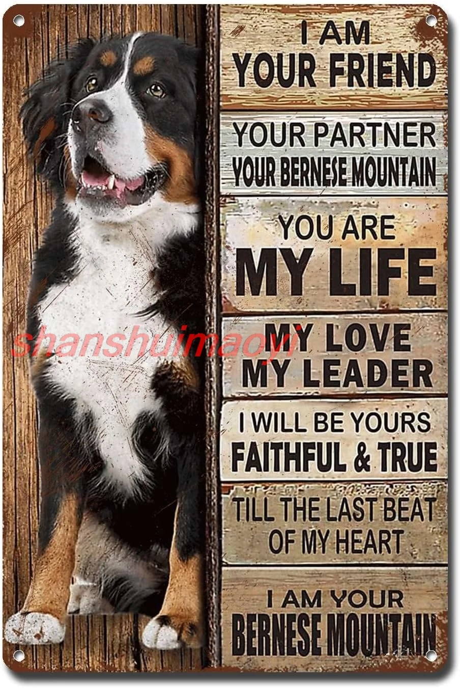 Metal Sign Tin Sign Vintage Wall Art I Am Your Friend Gift for Bernese Mountain Lovers Vintage Wall Art Bernese Prints Funn sign