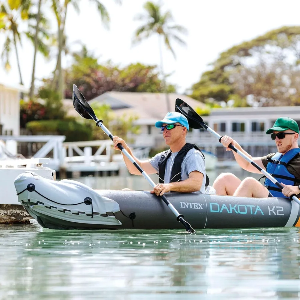 Kayak de vinilo inflable para 2 personas, Kit de accesorios con remos de 86 pulgadas, bomba de aire y bolsa de transporte para lagos y ríos, K2 de Brooklyn