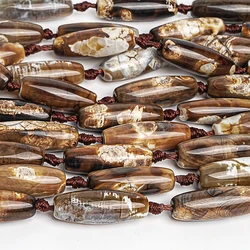 10x30MM Brown Natural Stone Beads Loose Round Beads For Jewelry Making DIY Handmade Bracelet Necklace 15'' Dyed