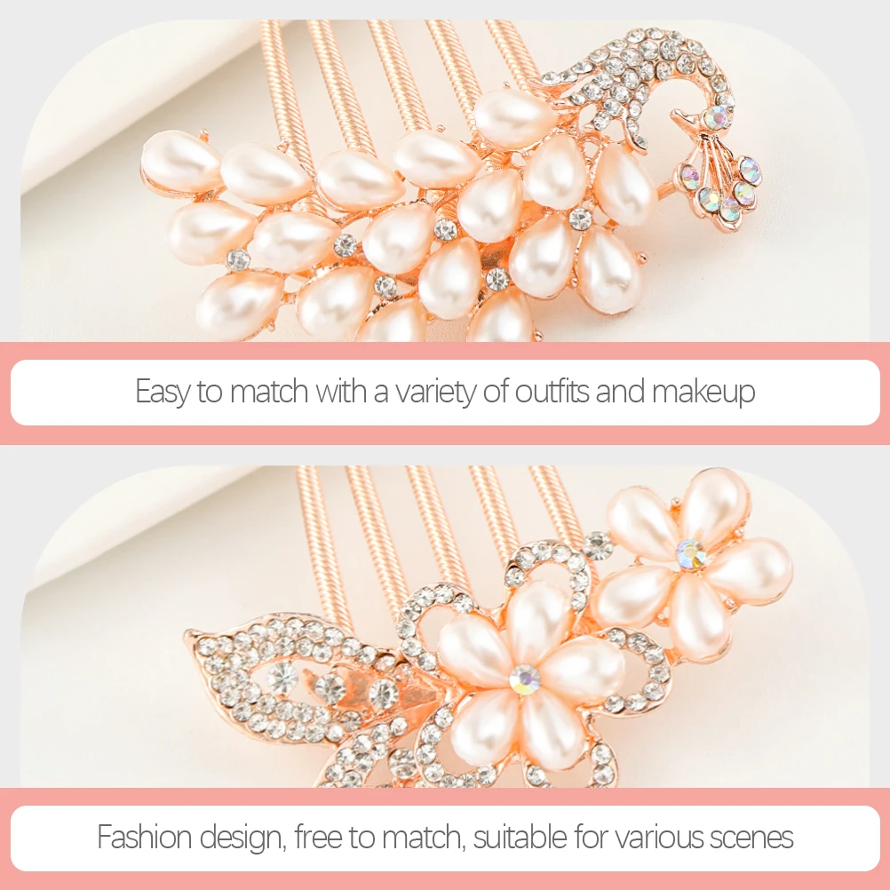 

2 шт., заколка для волос с жемчугом, декоративные расчески, стразы, цинковый сплав, яркий блеск, аксессуары для свадебной вечеринки, свадебный цветочный гребень для волос