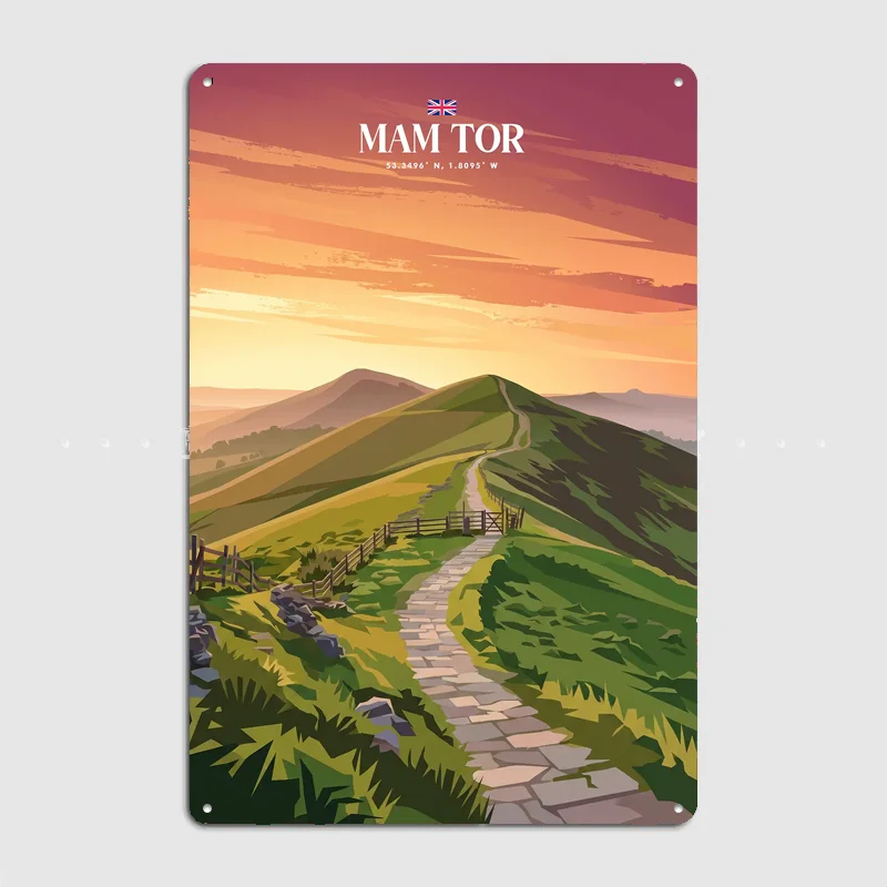 Mam Tor Peak District Travel Metal Custom Sign Living Room Wall Indoor Decor Room Decoration Bedroom Posters Home Decor