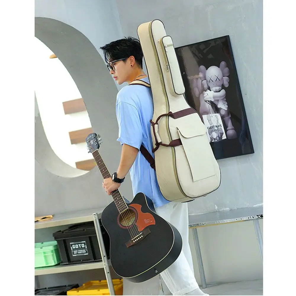 Double Shoulder Strap 41 Inch Guitar Bag 10 MM Thick Sponge with Side Handle Soft Guitar Case Zipper Closure Waterproof