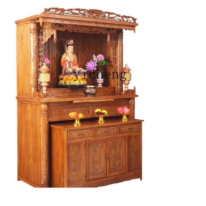 

Buddhist Scene Standing Cabinet Household Buddhist Cabinet All Solid Wood Guanyin Divine Cabinet Shrine Buddhist