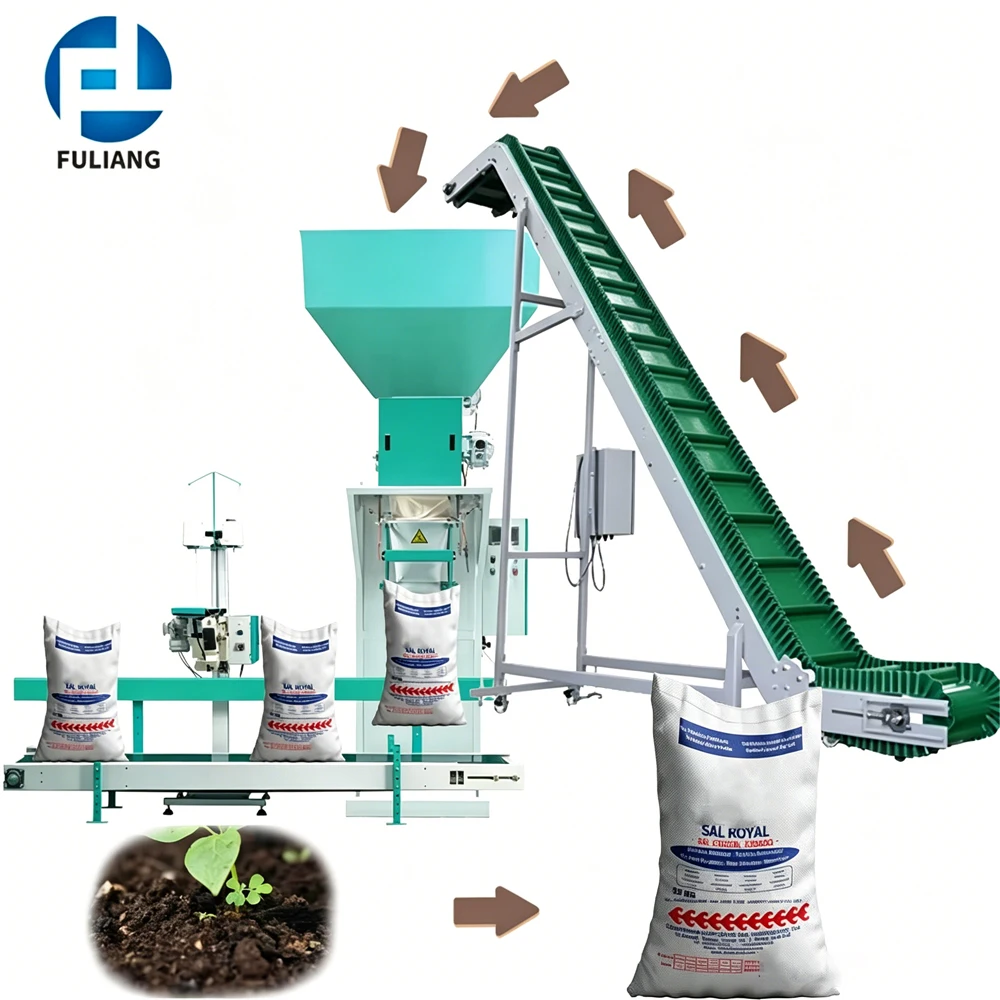 Semi-Automatic Packing Machine Weighing Filling Bagging Machine 25-50kg Belt Feeding Bagger for Soil Sand Compost Fertilizer