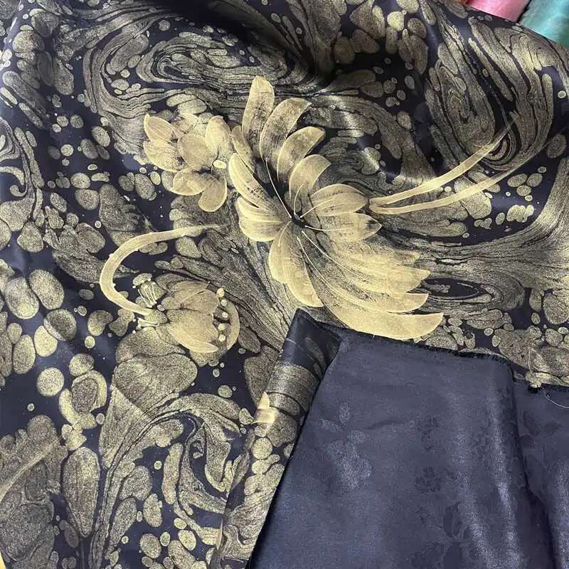 High Quality Chinese Style 40Momme Xiangyun Yarn Real Silk Fabric Ancient Handmade Clothing Designer Fabric