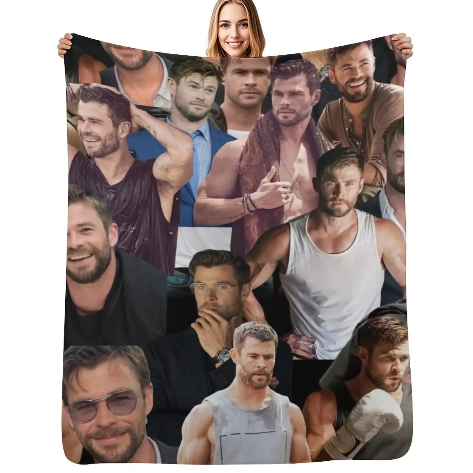 بطانية رمي مجمعة للصور من كريس هيمسوورث، أفكار هدايا عيد الحب، بطانية لطيفة #1