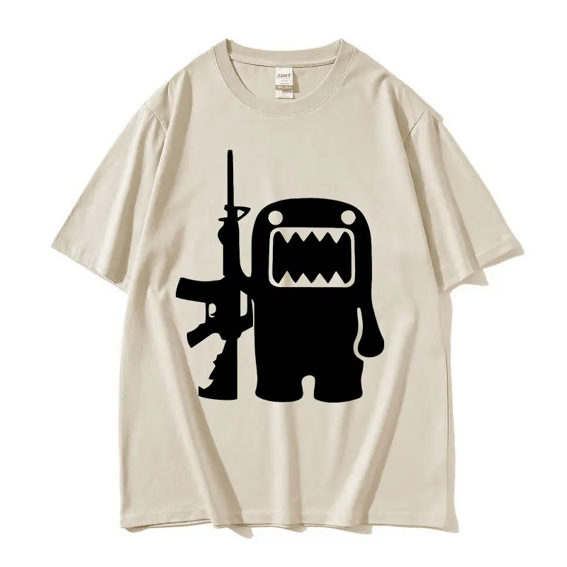 T-shirt graphique rétro Domo Kun AK47 pour hommes, t-shirts à col rond, streetwear respirant, 100% coton, haute qualité, mode drôle