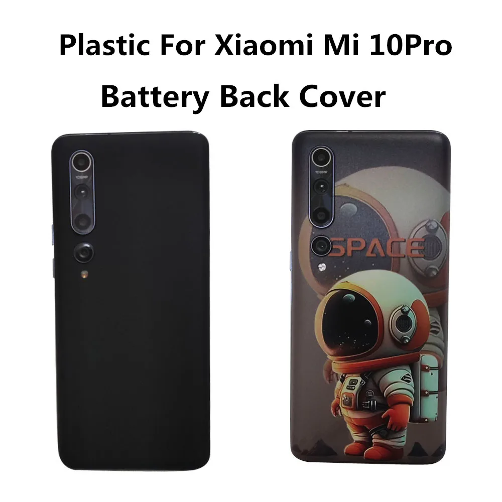 Plastic For Xiaomi Mi 10Pro Battery Back Cover Relief Pattern Mi 10Pro Rear Door  Panel Battery Housing Case With Adhesive