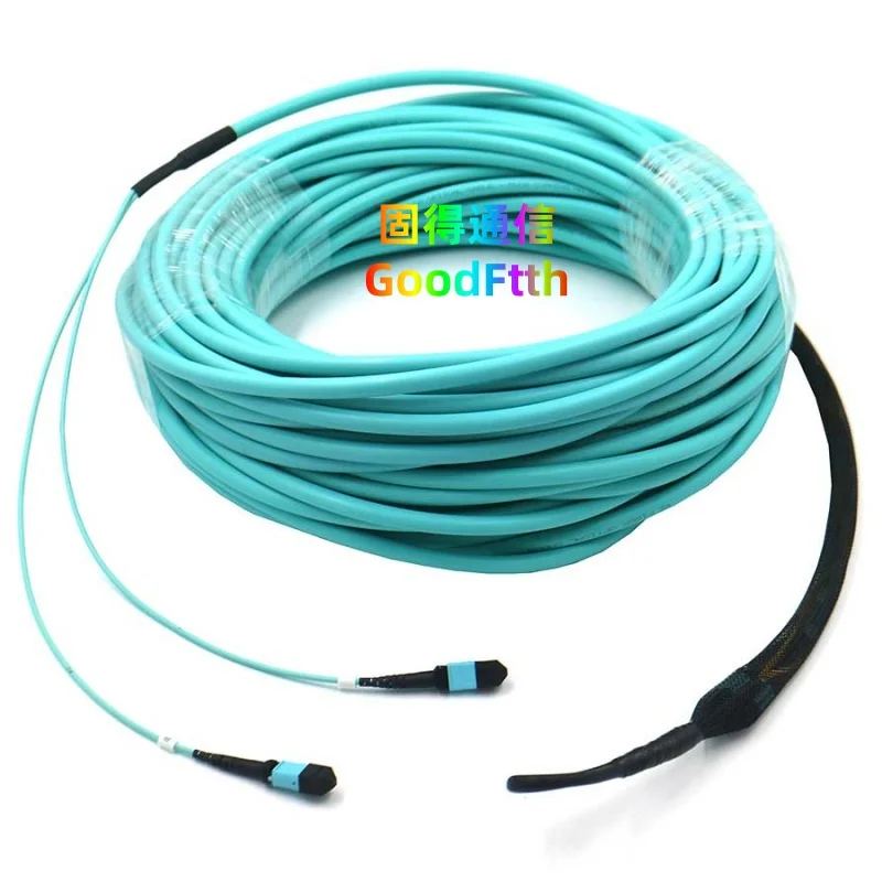 

Оптоволоконный патч-корд 2MPO(F)-2MPO(F) Тип A OM3, 24 волокна, с вытяжным ушком с одной стороны, GoodFtth