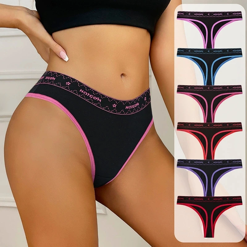 6 Pz/set Perizoma da Donna Vita Bassa Biancheria Intima Sexy Mutandine Morbide Slip per Ragazze G-String in Cotone Traspirante Mutandine da Donna Lingerie Femminile
