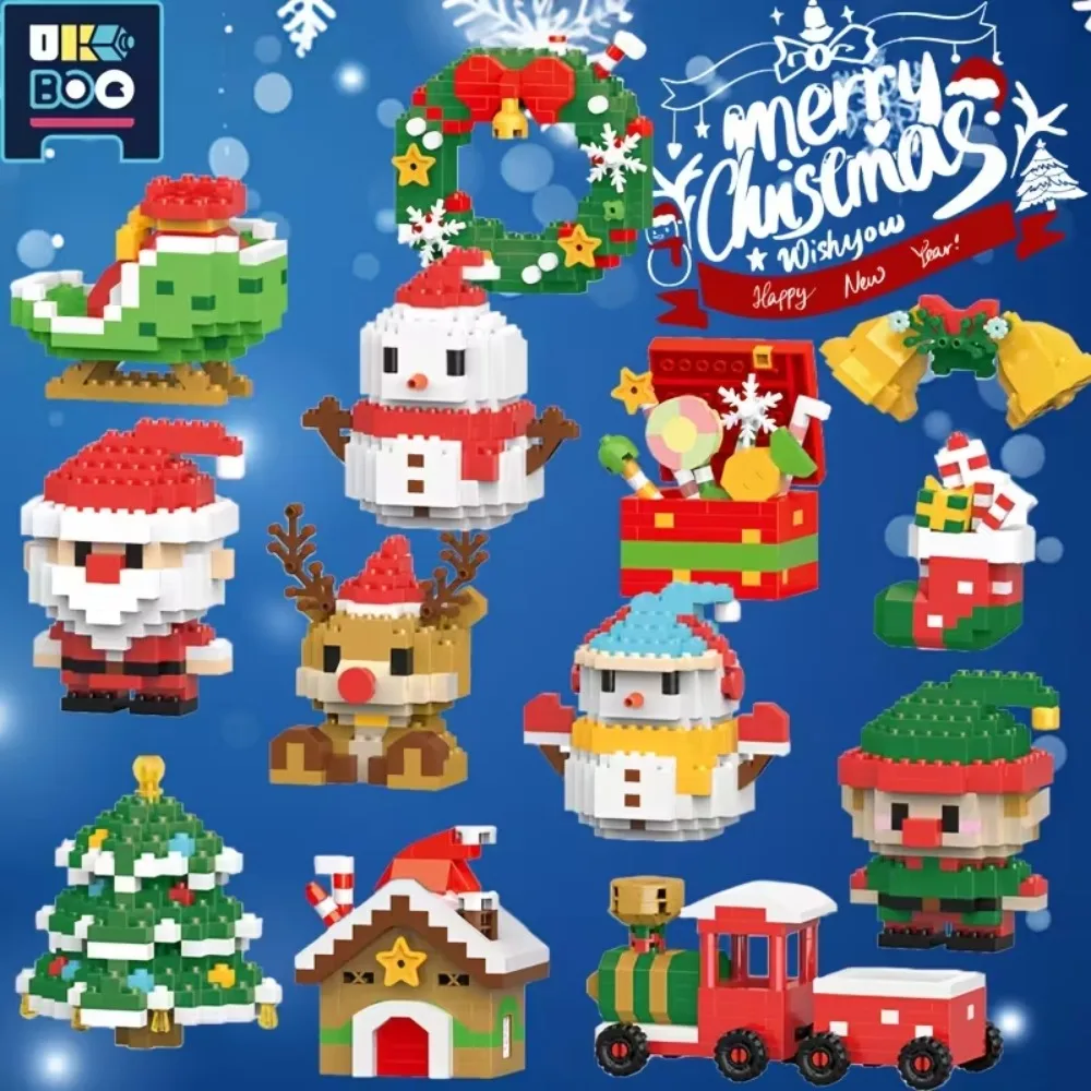 

Christmas Gifts Building Block Series Santa Claus Reindeer Puzzle Assembling Bricks Xmas Party Table Decoration Children's Toys